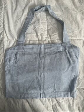 Abercrombie and Fitch light blue linen blend halter, size Medium